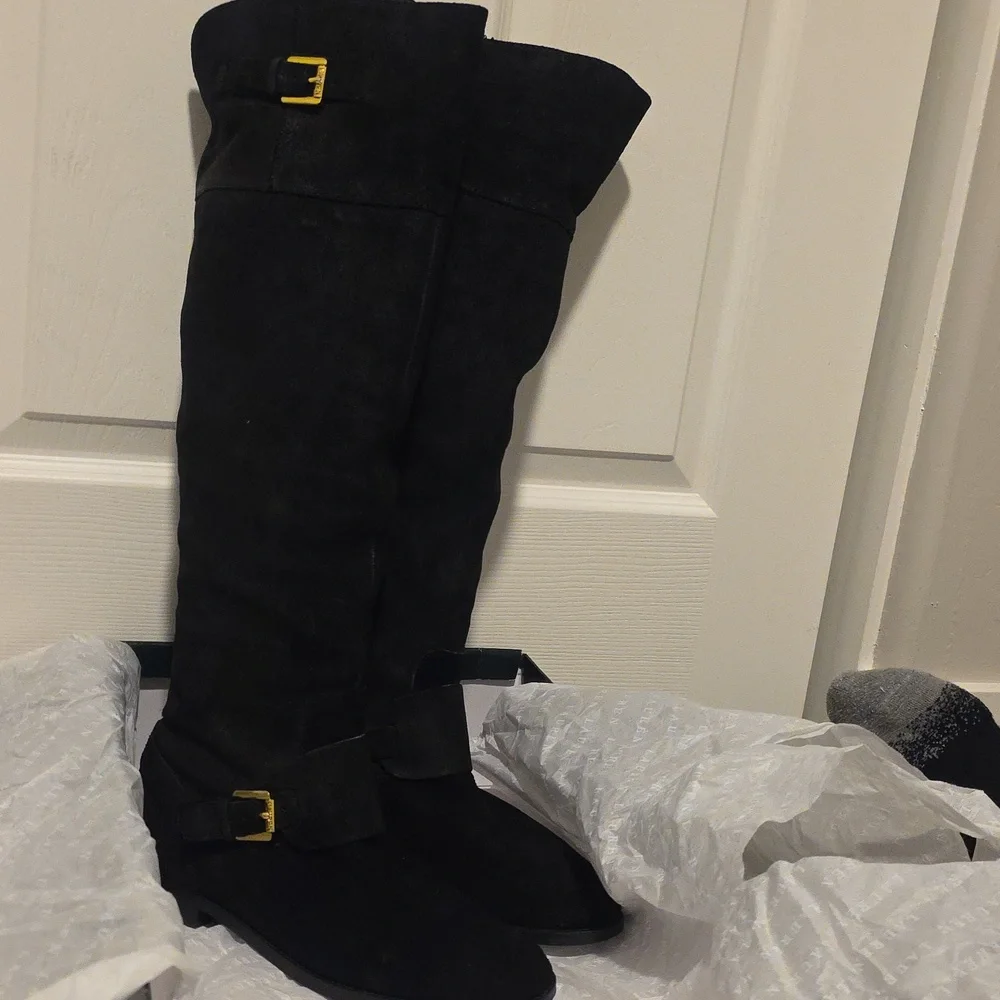 Pre-owned Above The Knee Ralph Lauren Suede Boots Sz 10m